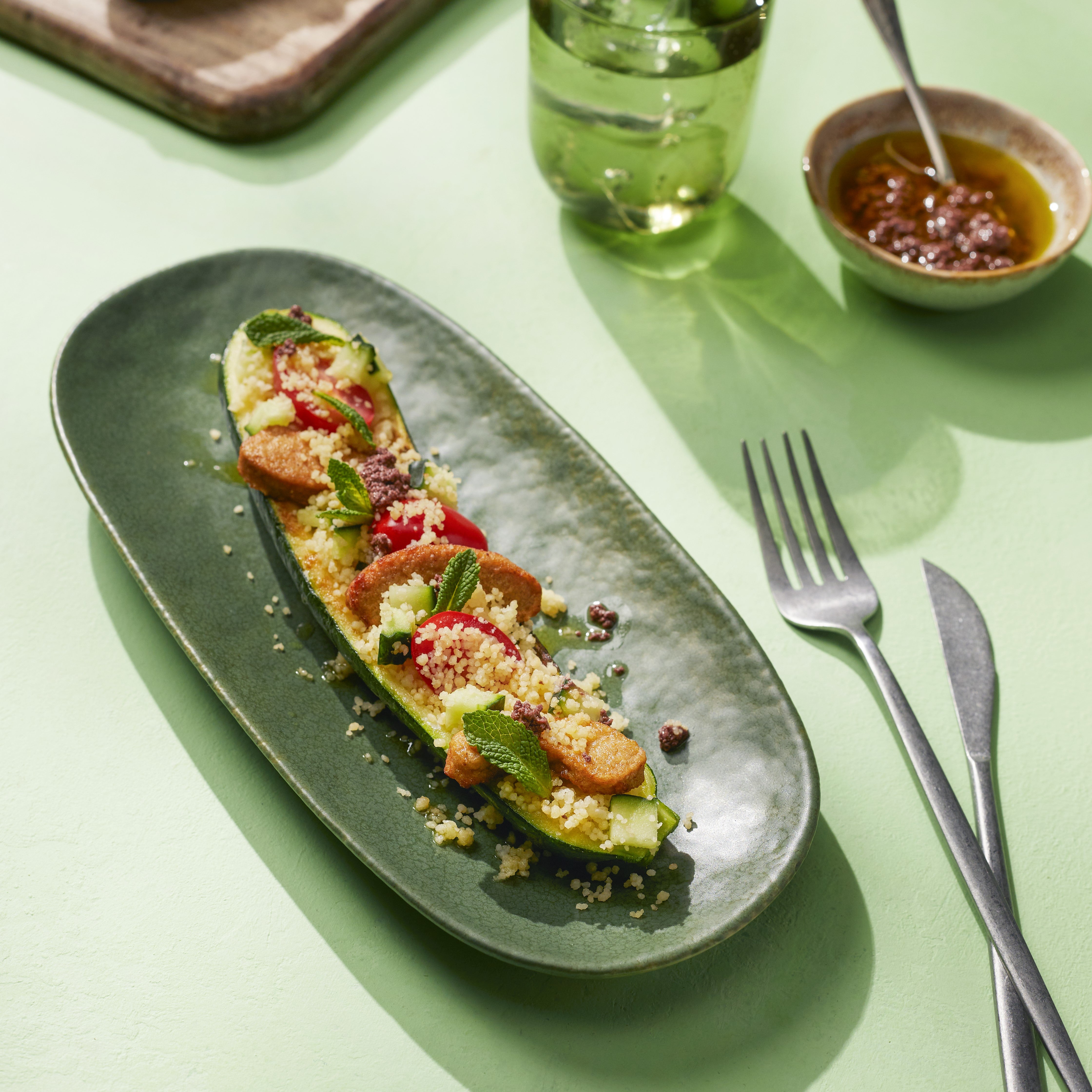 Vegan Slightly Roasted Pieces in Courgetteboten