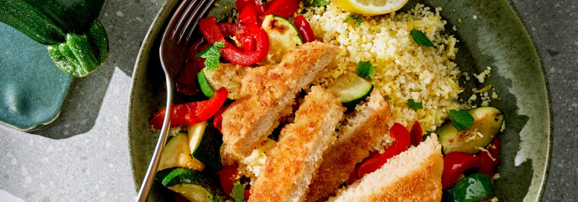Couscous met Groenten en Vegan Schnitzel