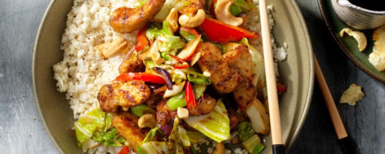 No waste bloemkool rijst met lightly roasted pieces