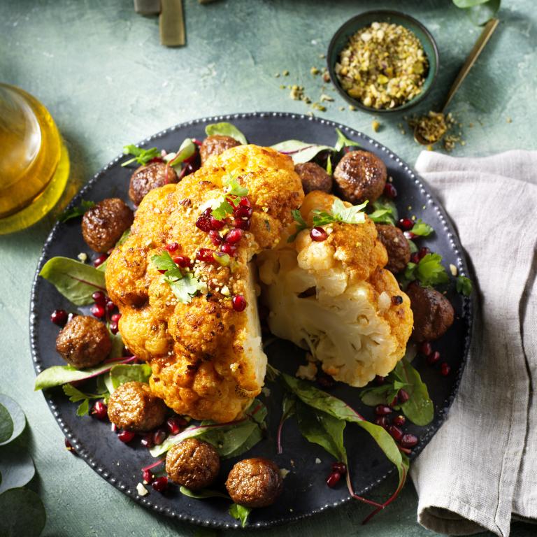 Geroosterde Bloemkool Met Falafel Geroosterde Bloemkool Met Falafel