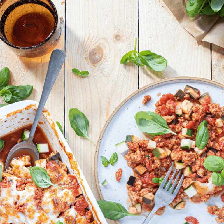 Auberginelasagne met Sensational gehakt Lasagne d'aubergines en sensationele Haché