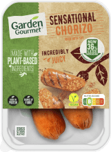 De Garden Gourmet Sensational chorizo is een 100% plantaardige lekker gekruide worst.